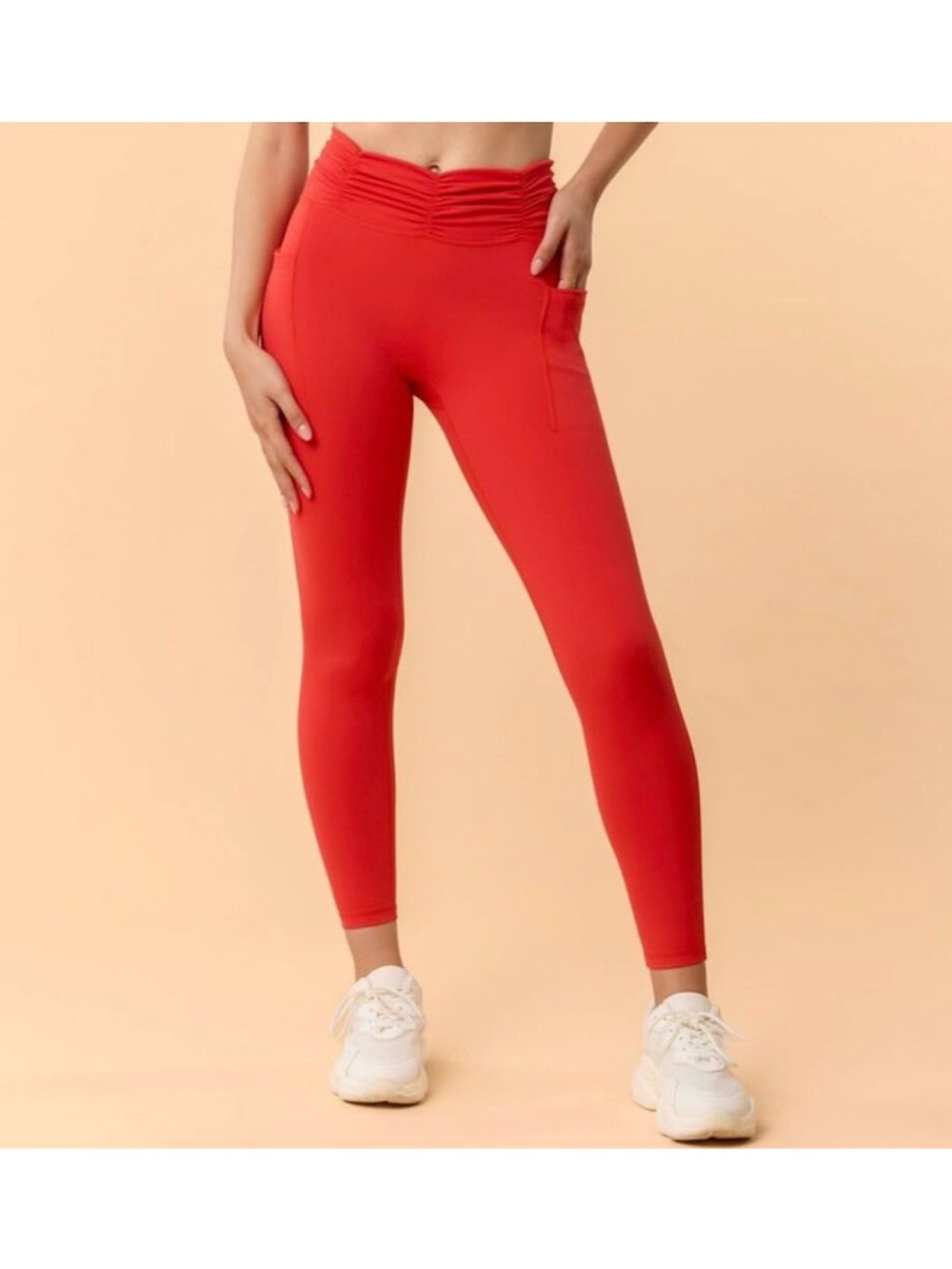 Blogilates Ruched Waist Leggings (Red - XS)